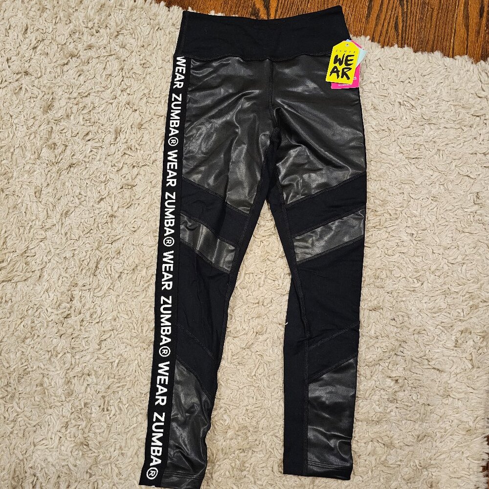 Zumba Black Paneled Leggings Size M